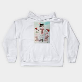 Snowman and Bunnies Kids Hoodie